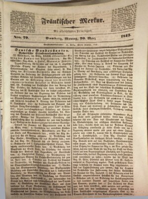 Fränkischer Merkur (Bamberger Zeitung) Montag 20. März 1843