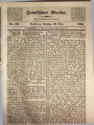 Fränkischer Merkur (Bamberger Zeitung) Dienstag 21. März 1843