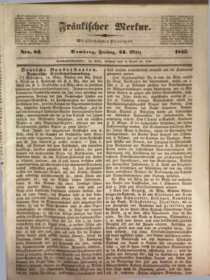 Fränkischer Merkur (Bamberger Zeitung) Freitag 24. März 1843