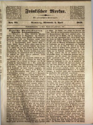 Fränkischer Merkur (Bamberger Zeitung) Mittwoch 5. April 1843