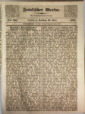 Fränkischer Merkur (Bamberger Zeitung) Samstag 15. April 1843