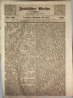 Fränkischer Merkur (Bamberger Zeitung) Mittwoch 19. April 1843