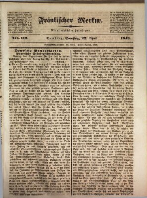 Fränkischer Merkur (Bamberger Zeitung) Samstag 22. April 1843