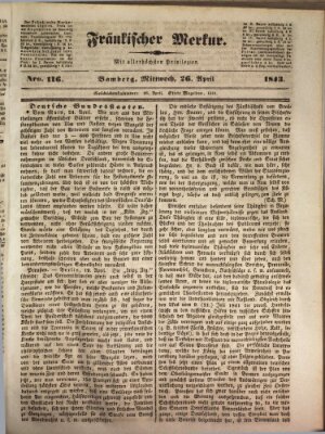 Fränkischer Merkur (Bamberger Zeitung) Mittwoch 26. April 1843