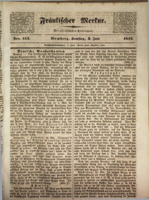 Fränkischer Merkur (Bamberger Zeitung) Samstag 3. Juni 1843