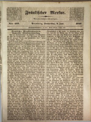 Fränkischer Merkur (Bamberger Zeitung) Donnerstag 8. Juni 1843