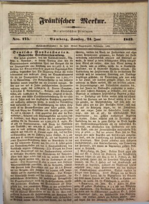 Fränkischer Merkur (Bamberger Zeitung) Samstag 24. Juni 1843