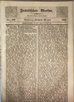 Fränkischer Merkur (Bamberger Zeitung) Mittwoch 28. Juni 1843