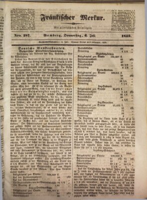 Fränkischer Merkur (Bamberger Zeitung) Donnerstag 6. Juli 1843