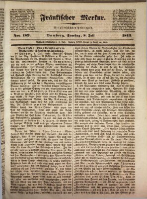 Fränkischer Merkur (Bamberger Zeitung) Samstag 8. Juli 1843