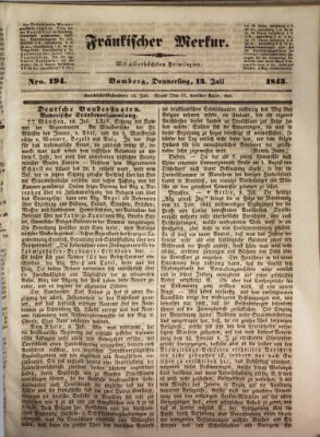 Fränkischer Merkur (Bamberger Zeitung) Donnerstag 13. Juli 1843