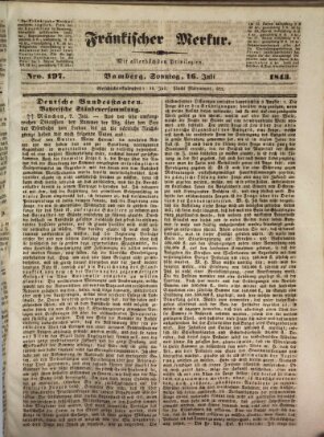 Fränkischer Merkur (Bamberger Zeitung) Sonntag 16. Juli 1843