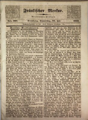 Fränkischer Merkur (Bamberger Zeitung) Donnerstag 20. Juli 1843