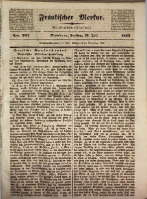 Fränkischer Merkur (Bamberger Zeitung) Freitag 21. Juli 1843