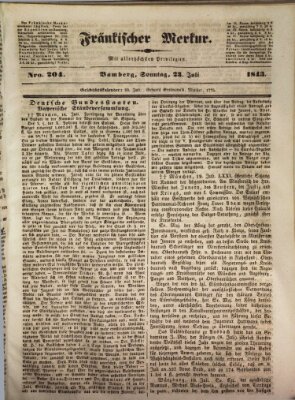 Fränkischer Merkur (Bamberger Zeitung) Sonntag 23. Juli 1843