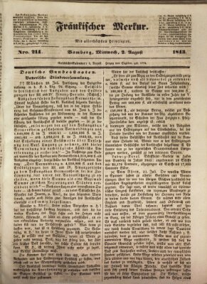 Fränkischer Merkur (Bamberger Zeitung) Mittwoch 2. August 1843