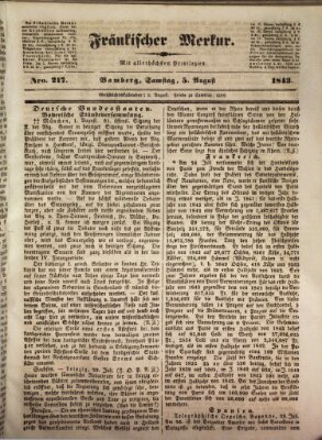 Fränkischer Merkur (Bamberger Zeitung) Samstag 5. August 1843