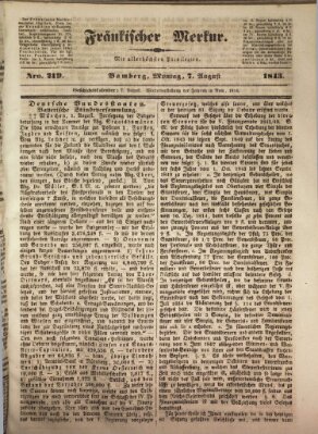 Fränkischer Merkur (Bamberger Zeitung) Montag 7. August 1843