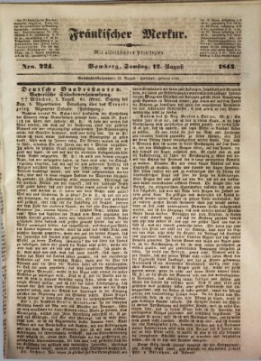 Fränkischer Merkur (Bamberger Zeitung) Samstag 12. August 1843