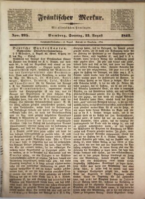 Fränkischer Merkur (Bamberger Zeitung) Sonntag 13. August 1843