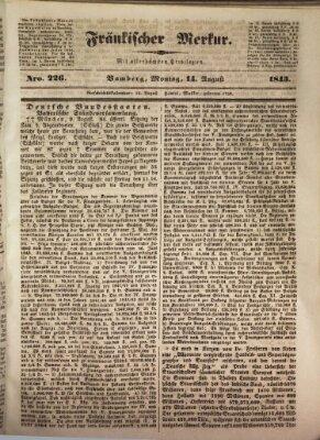 Fränkischer Merkur (Bamberger Zeitung) Montag 14. August 1843