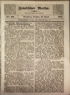 Fränkischer Merkur (Bamberger Zeitung) Dienstag 15. August 1843