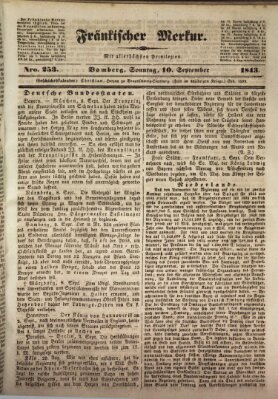 Fränkischer Merkur (Bamberger Zeitung) Sonntag 10. September 1843