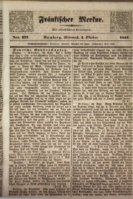 Fränkischer Merkur (Bamberger Zeitung) Mittwoch 4. Oktober 1843