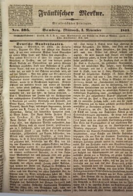 Fränkischer Merkur (Bamberger Zeitung) Mittwoch 1. November 1843