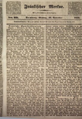 Fränkischer Merkur (Bamberger Zeitung) Montag 27. November 1843