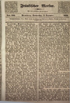 Fränkischer Merkur (Bamberger Zeitung) Donnerstag 7. Dezember 1843