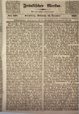 Fränkischer Merkur (Bamberger Zeitung) Mittwoch 13. Dezember 1843