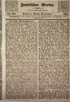 Fränkischer Merkur (Bamberger Zeitung) Montag 18. Dezember 1843