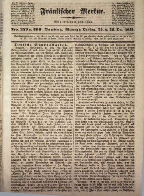 Fränkischer Merkur (Bamberger Zeitung) Montag 25. Dezember 1843