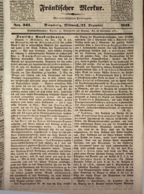 Fränkischer Merkur (Bamberger Zeitung) Mittwoch 27. Dezember 1843