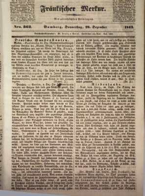 Fränkischer Merkur (Bamberger Zeitung) Donnerstag 28. Dezember 1843