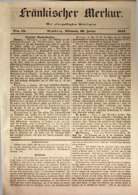 Fränkischer Merkur (Bamberger Zeitung) Mittwoch 10. Januar 1844