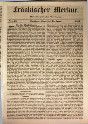 Fränkischer Merkur (Bamberger Zeitung) Donnerstag 18. Januar 1844