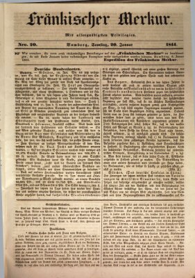 Fränkischer Merkur (Bamberger Zeitung) Samstag 20. Januar 1844