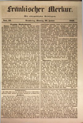 Fränkischer Merkur (Bamberger Zeitung) Montag 22. Januar 1844