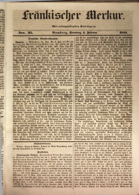 Fränkischer Merkur (Bamberger Zeitung) Sonntag 4. Februar 1844