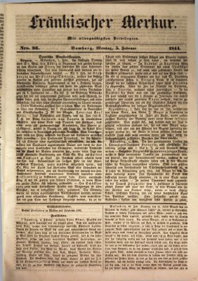 Fränkischer Merkur (Bamberger Zeitung) Montag 5. Februar 1844