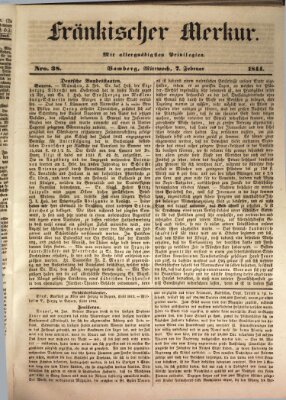 Fränkischer Merkur (Bamberger Zeitung) Mittwoch 7. Februar 1844