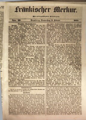 Fränkischer Merkur (Bamberger Zeitung) Donnerstag 8. Februar 1844