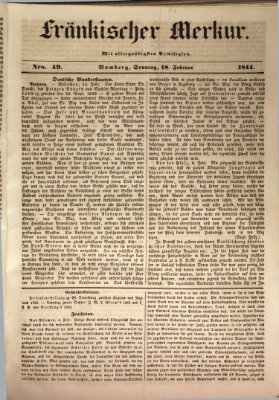 Fränkischer Merkur (Bamberger Zeitung) Sonntag 18. Februar 1844