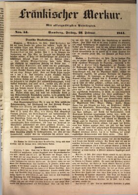 Fränkischer Merkur (Bamberger Zeitung) Freitag 23. Februar 1844