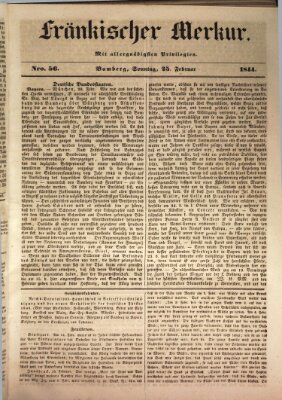 Fränkischer Merkur (Bamberger Zeitung) Sonntag 25. Februar 1844