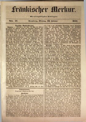 Fränkischer Merkur (Bamberger Zeitung) Montag 26. Februar 1844