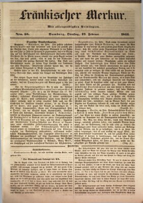 Fränkischer Merkur (Bamberger Zeitung) Dienstag 27. Februar 1844