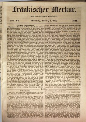 Fränkischer Merkur (Bamberger Zeitung) Dienstag 5. März 1844